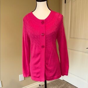George Pink Cardigan Sweater with Textured Knit